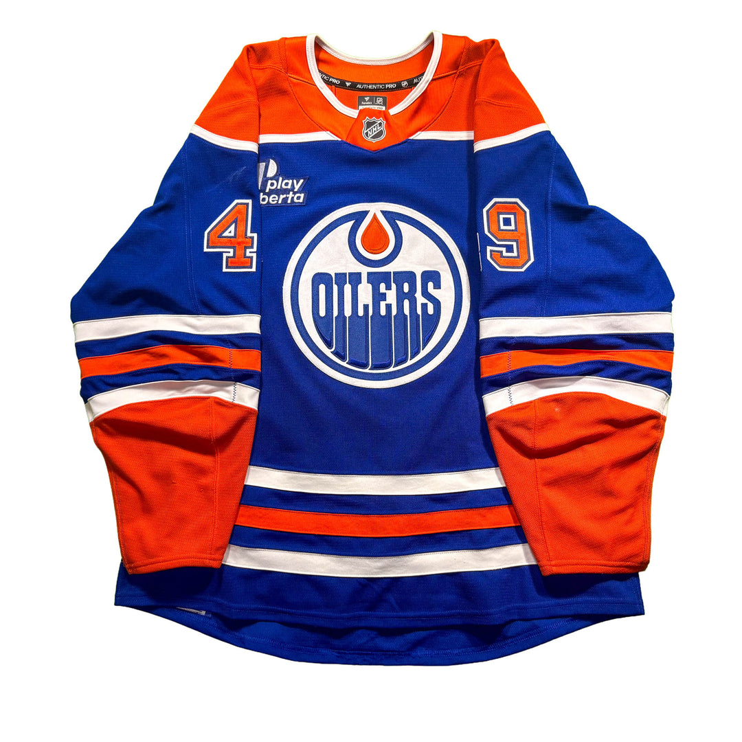 Ty Emberson Edmonton Oilers Game Worn Jersey - 2025-26 Royal Blue Set #2 - D00398