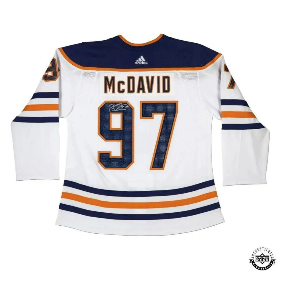 Connor McDavid Edmonton Oilers Signed White/Away (2017-2022) adidas Jersey
