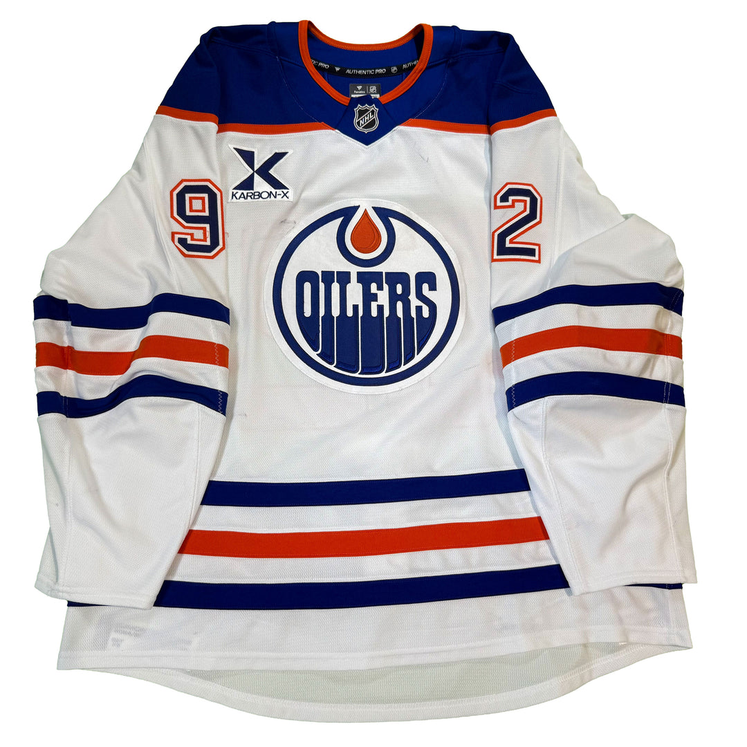 Vasily Podkolzin Edmonton Oilers Game Worn Jersey - 2024-25 White Set #3 - C00373