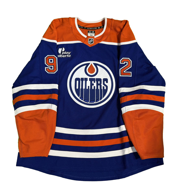 Vasily Podkolzin Edmonton Oilers Game Worn Jersey - 2024-25 Playoffs Royal Blue Set #1 - C00413