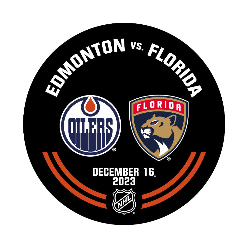 Edmonton Oilers Warm-Up Used Puck - Dec. 16/2023 vs Florida Panthers