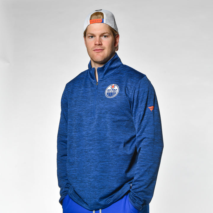 Edmonton Oilers 2023-24 Fanatics Authentic Pro Blue Half-Zip Sweatshirt