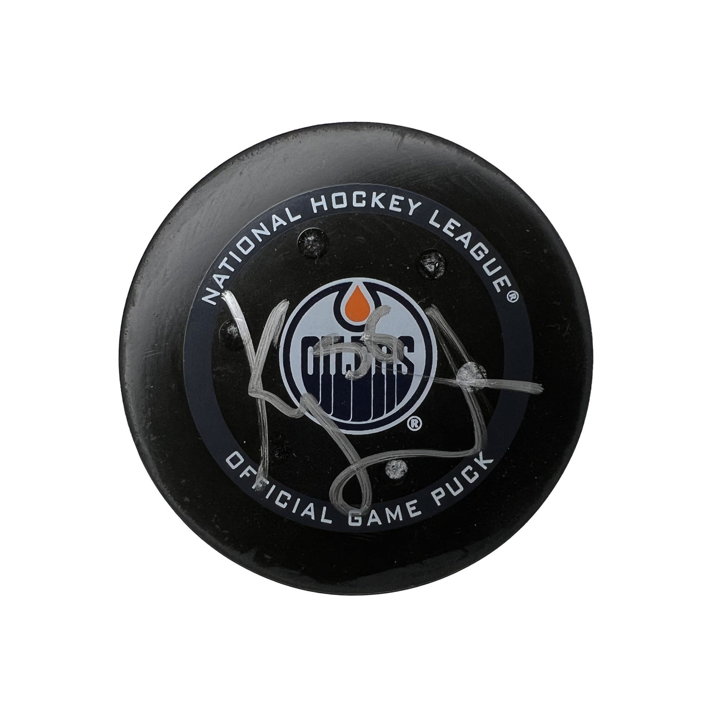 Kailer Yamamoto Edmonton Oilers Autographed Goal Puck - Mar. 15/2022 vs Detroit Red Wings #18376