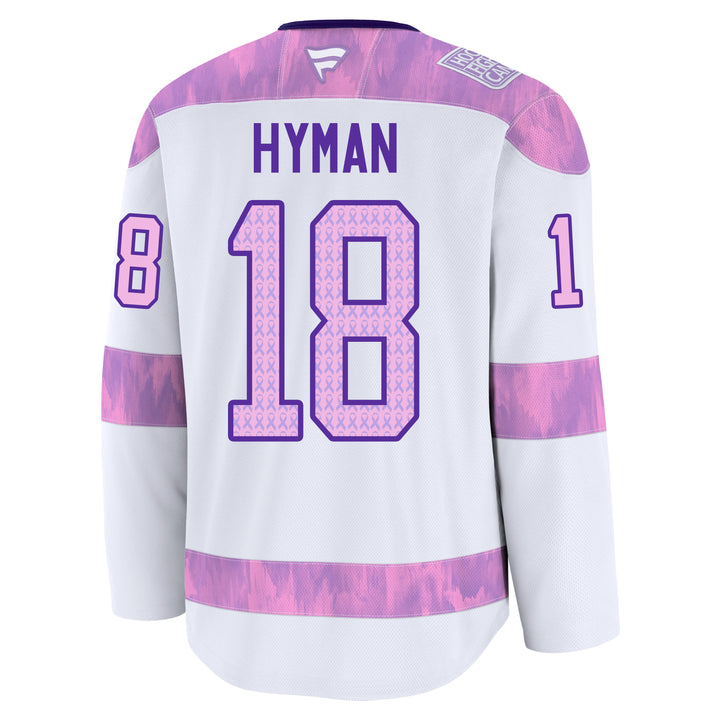 Zach Hyman Edmonton Oilers Fanatics Breakaway Hockey Fights Cancer Jersey