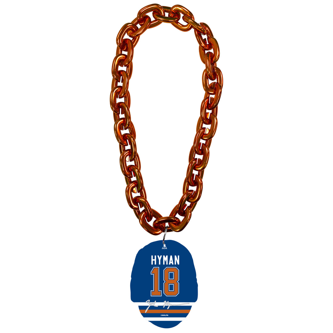 Zach Hyman Edmonton Oilers Orange Player Face Fan Chain Necklace