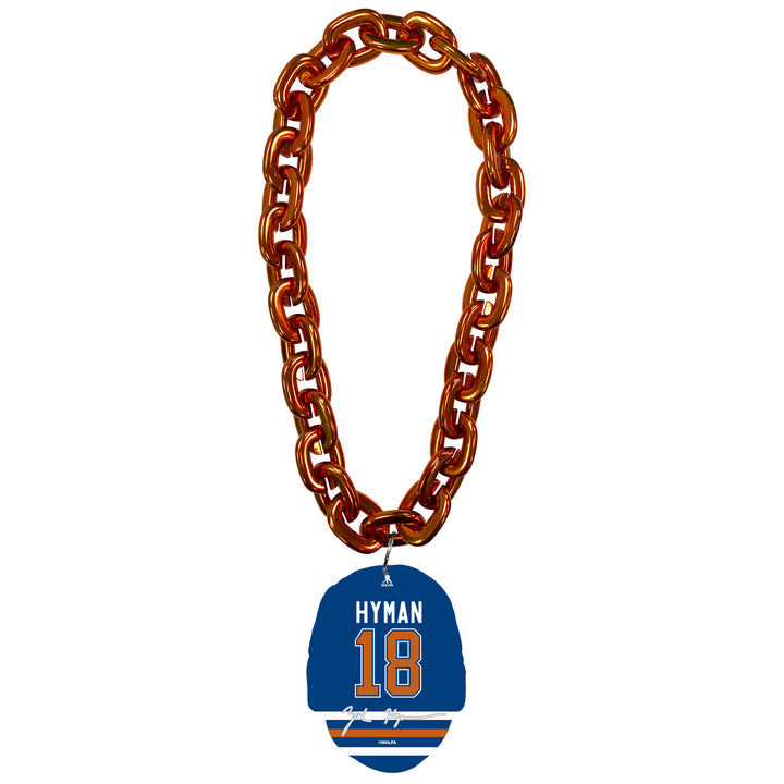 Zach Hyman Edmonton Oilers Orange Player Face Fan Chain Necklace