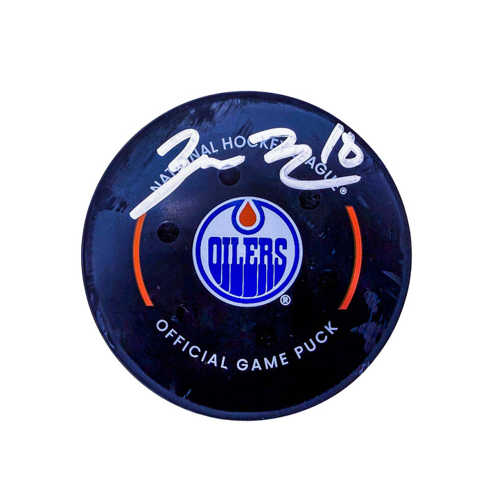 Zach Hyman Edmonton Oilers Autographed Goal Puck - Dec. 21/2024 vs San Jose Sharks #24963