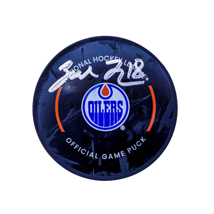 Zach Hyman Edmonton Oilers Autographed Goal Puck - Jan. 23/2025 vs Vancouver Canucks #24986