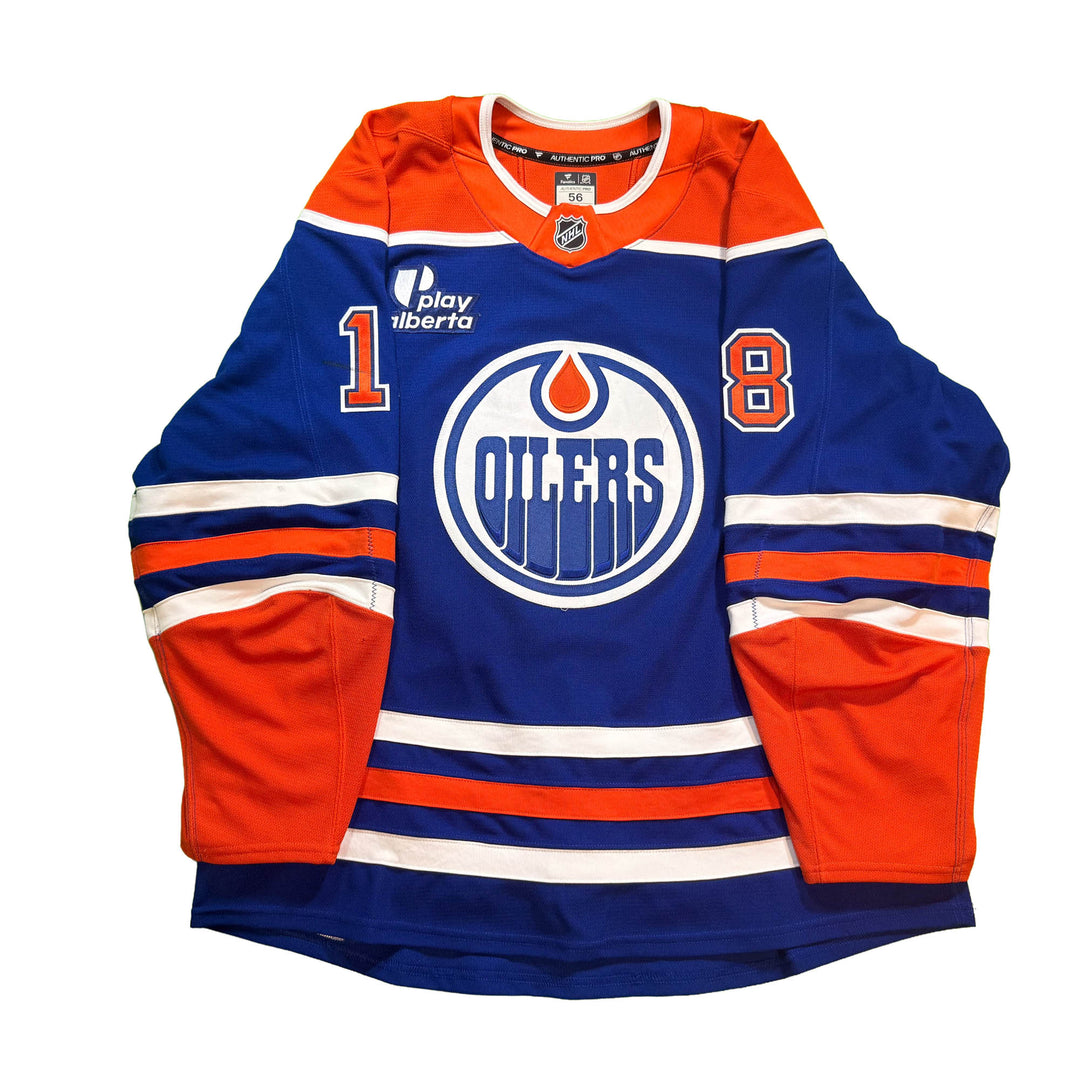 Zach Hyman Edmonton Oilers Game Worn Jersey - 2025-26 Royal Blue Set #3 - D00501