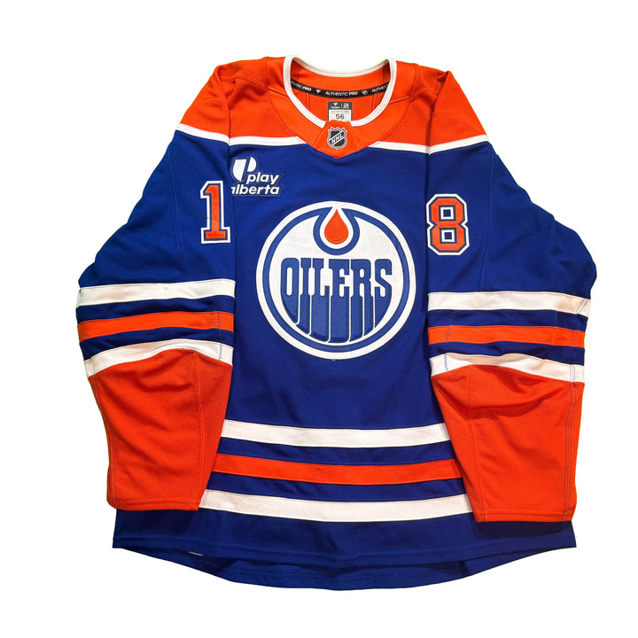 Zach Hyman Edmonton Oilers Game Worn Jersey - 2025-26 Royal Blue Set #3 - D00501