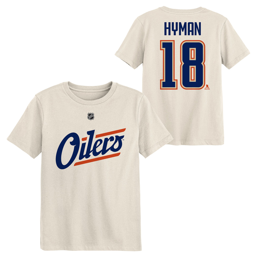 Zach Hyman Edmonton Oilers Youth Outerstuff Cream Alternate Logo Player Name & Number T-Shirt
