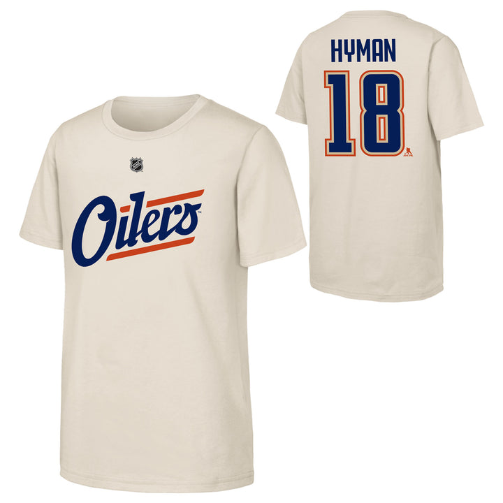 Zach Hyman Edmonton Oilers Youth Outerstuff Cream Alternate Logo Player Name & Number T-Shirt