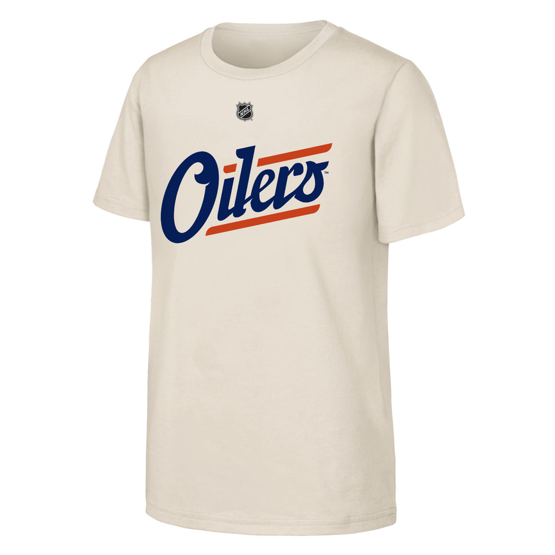 Zach Hyman Edmonton Oilers Youth Outerstuff Cream Alternate Logo Player Name & Number T-Shirt