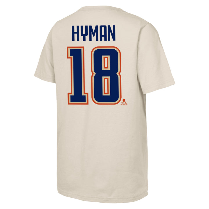 Zach Hyman Edmonton Oilers Youth Outerstuff Cream Alternate Logo Player Name & Number T-Shirt