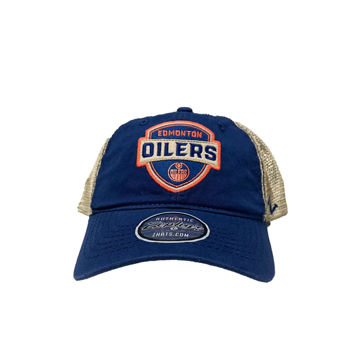 Edmonton Oilers Zephyr Royal Dunbar Mesh Adjustable Hat