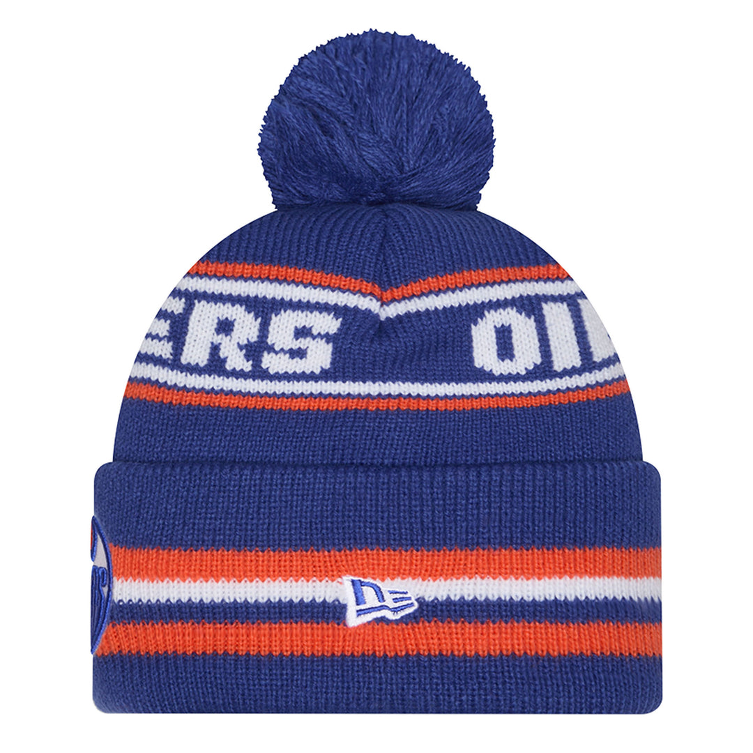 Edmonton Oilers Kids New Era Blue Classic Cuffed Knit Toque w/ Pom