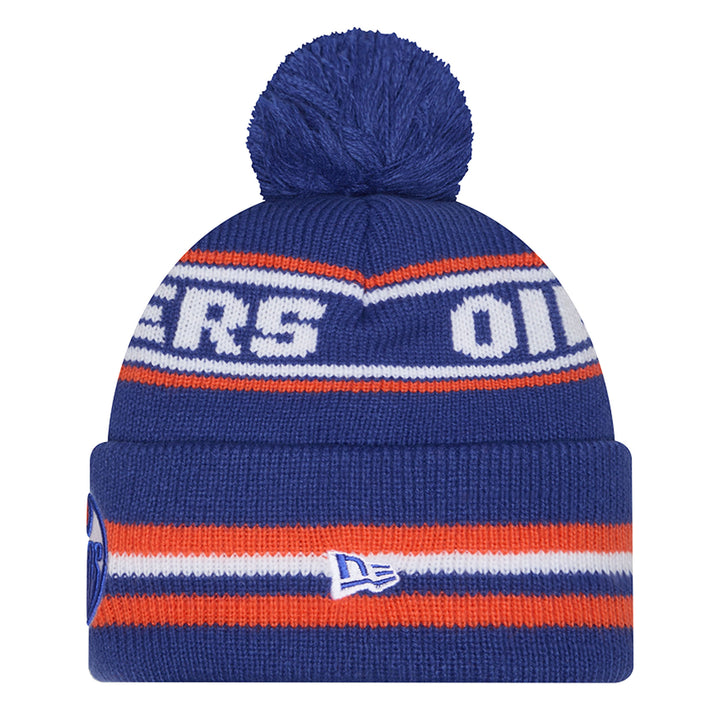Edmonton Oilers Kids New Era Blue Classic Cuffed Knit Toque w/ Pom