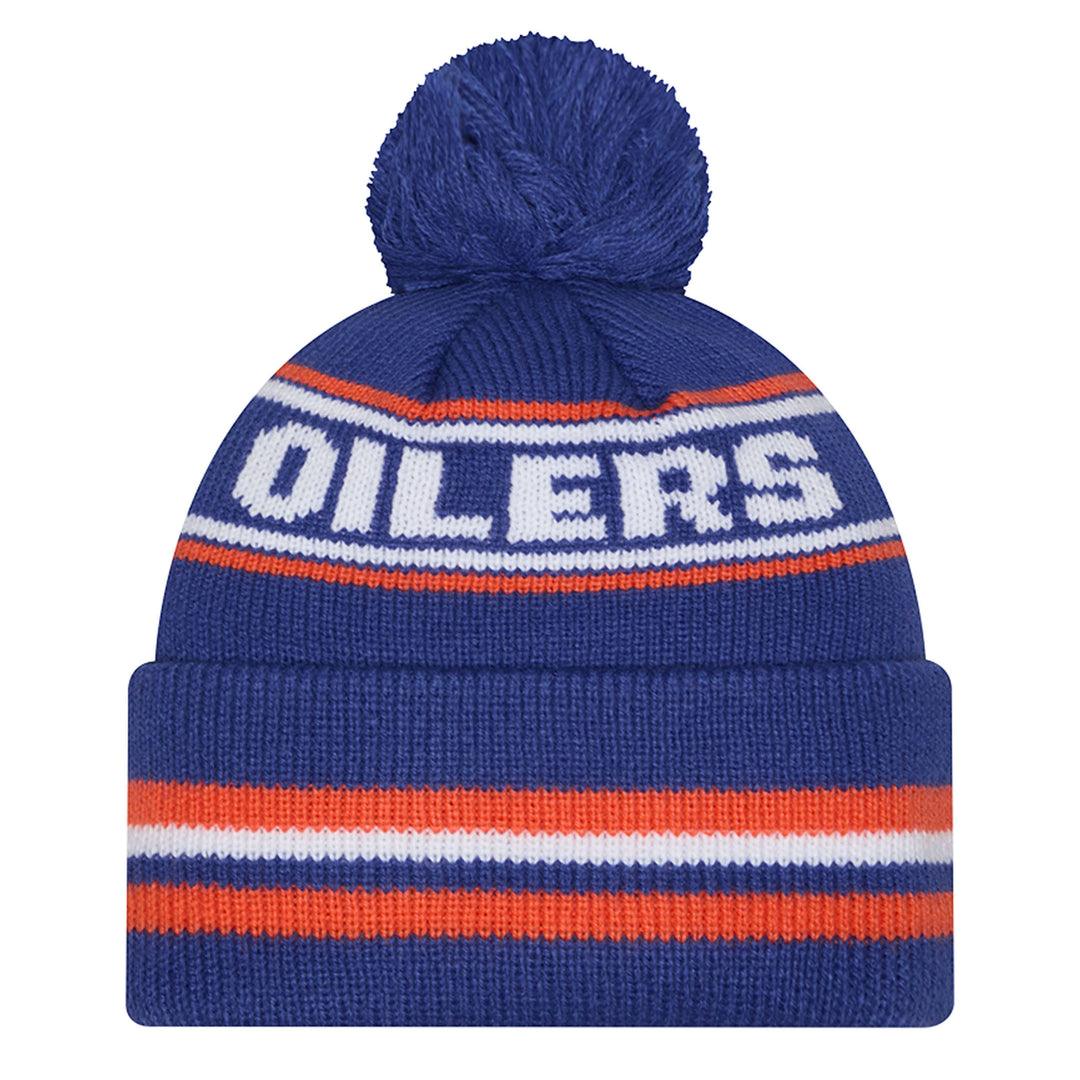 Edmonton Oilers Kids New Era Blue Classic Cuffed Knit Toque w/ Pom