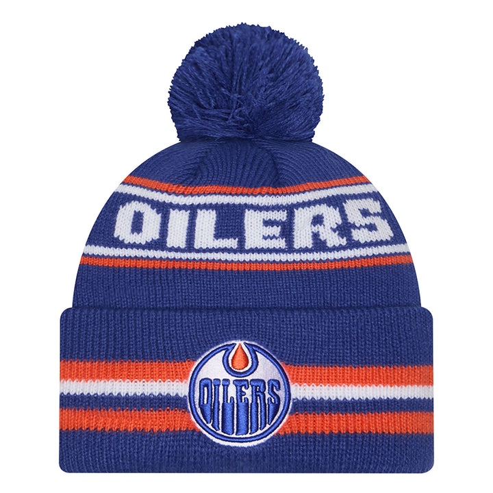 Edmonton Oilers Kids New Era Blue Classic Cuffed Knit Toque w/ Pom