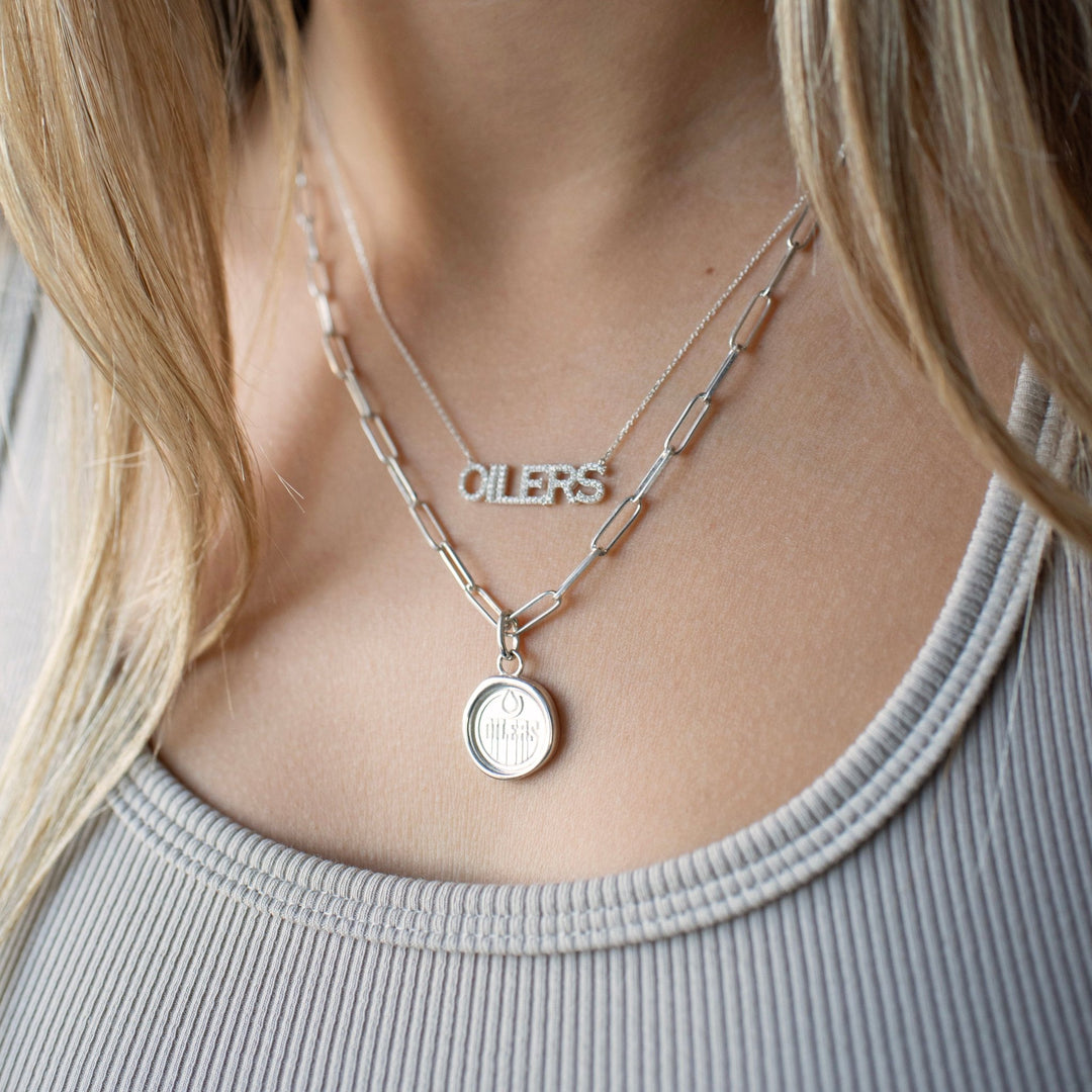 Edmonton Oilers So Pretty Cara Cotter Silver Pave Necklace