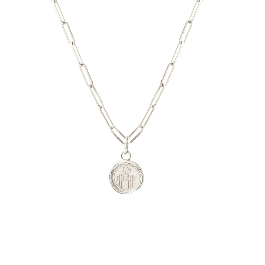 Edmonton Oilers So Pretty Cara Cotter Silver Wax Seal Oval Link Pendant Necklace
