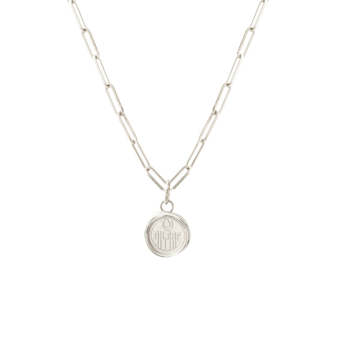 Edmonton Oilers So Pretty Cara Cotter Silver Wax Seal Oval Link Pendant Necklace