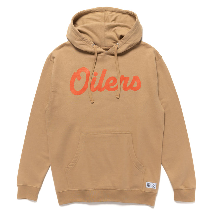 Edmonton Oilers Local Soft Goods Khaki Vintage Script Hoodie