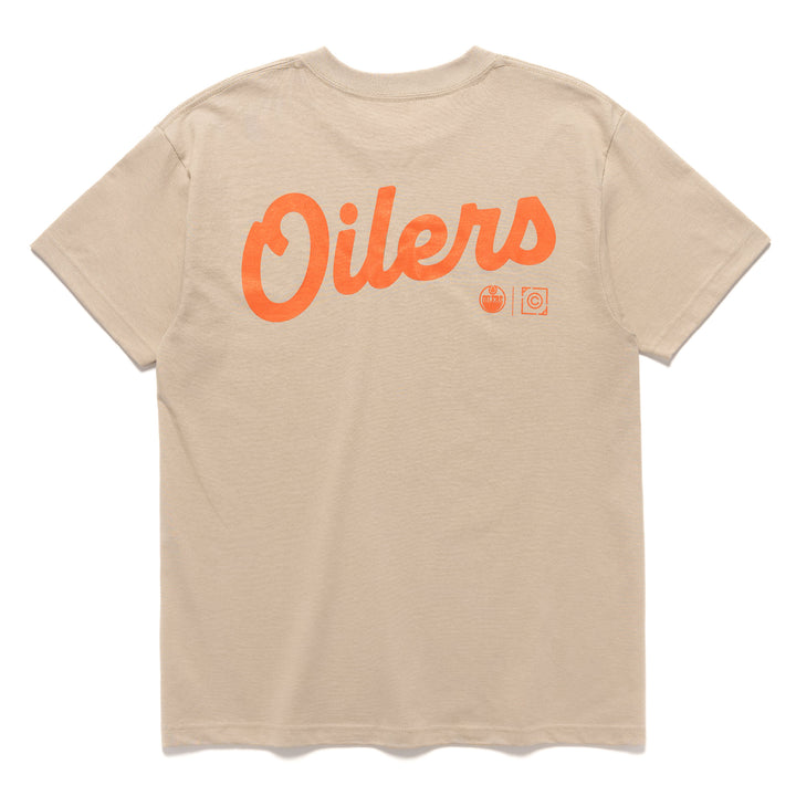 Edmonton Oilers Local Soft Goods Khaki Vintage Script T-Shirt