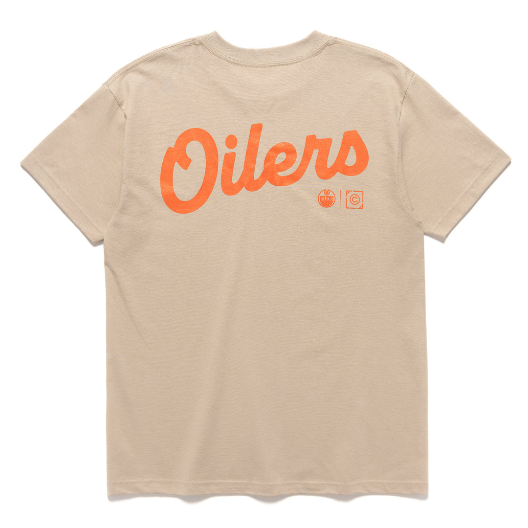 Edmonton Oilers Local Soft Goods Khaki Vintage Script T-Shirt