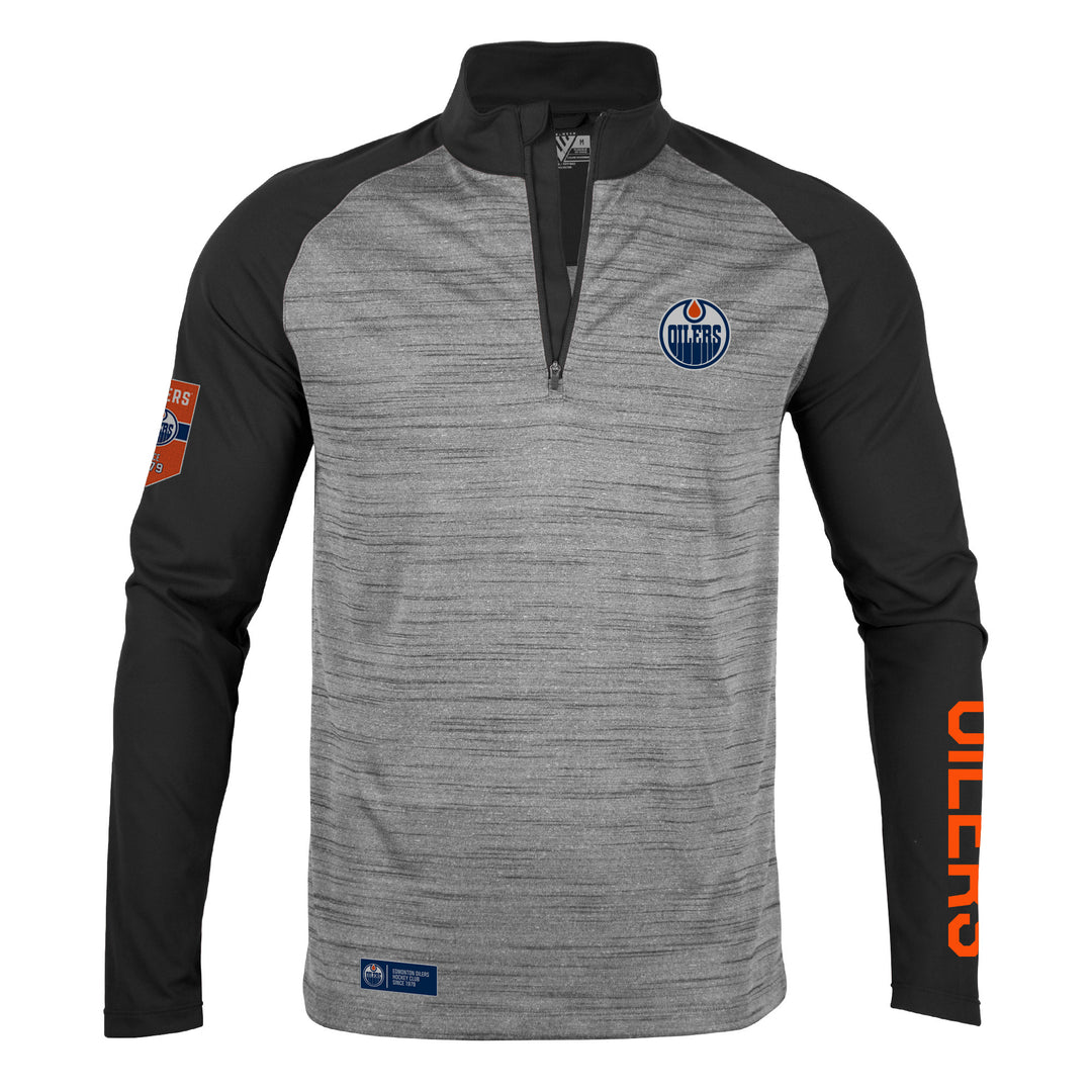 Edmonton Oilers Levelwear Vandal Scoreboard Grey & Black Half-Zip Sweatshirt