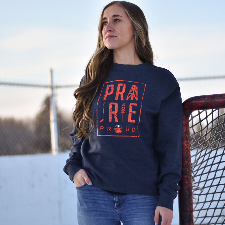 Edmonton Oilers Prairie Proud Navy Crewneck Sweatshirt