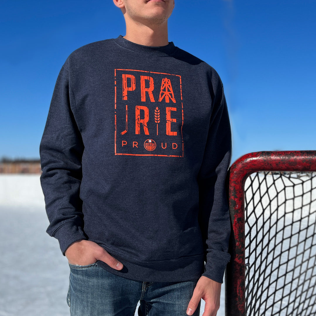 Edmonton Oilers Prairie Proud Navy Crewneck Sweatshirt