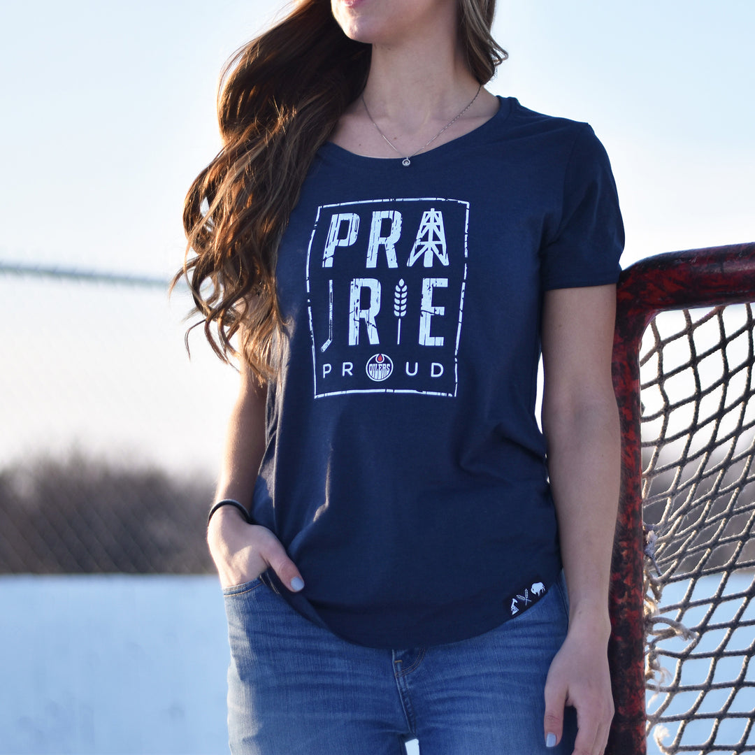 Edmonton Oilers Prairie Proud Plains Navy Scoop T-Shirt