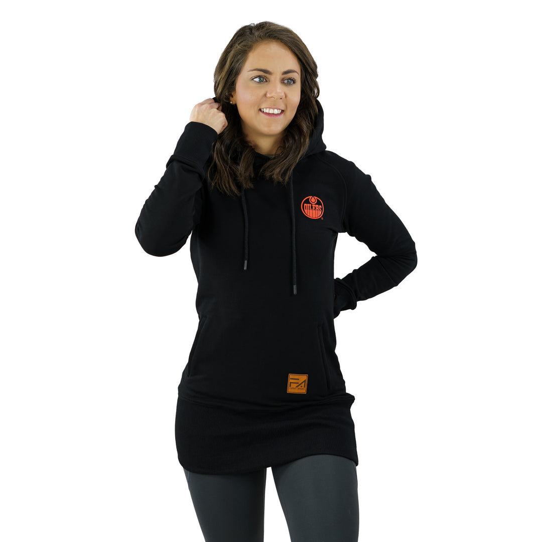 Edmonton Oilers Women's Flatout Apparel Black Kora Long Hoodie