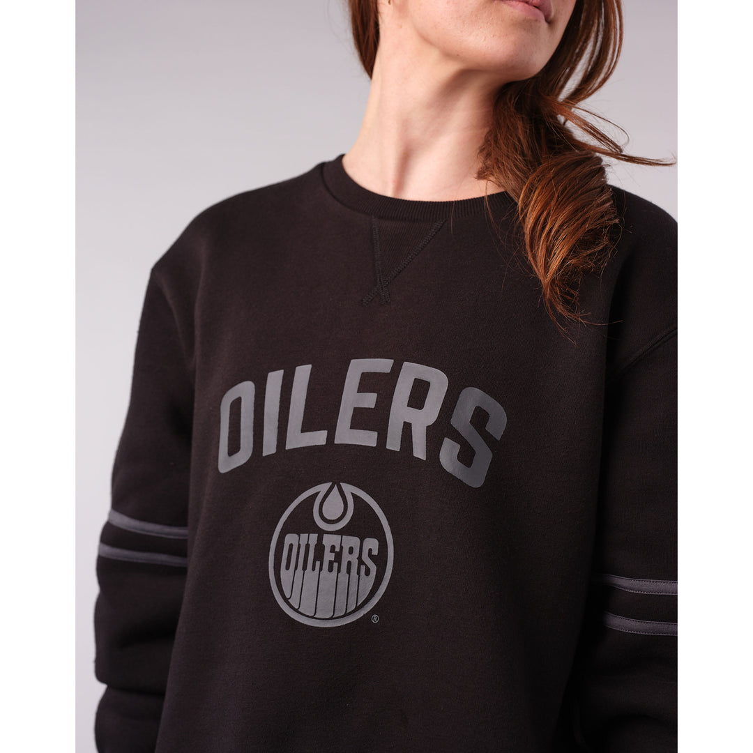 Edmonton Oilers Women's 22Fresh Jersey Loose Black Crewneck Sweatshirt