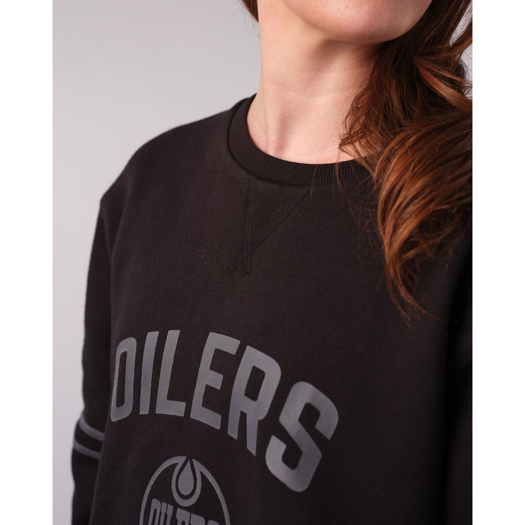 Edmonton Oilers Women's 22Fresh Jersey Loose Black Crewneck Sweatshirt