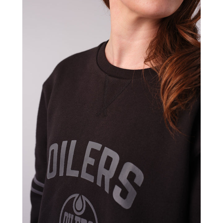 Edmonton Oilers Women's 22Fresh Jersey Loose Black Crewneck Sweatshirt