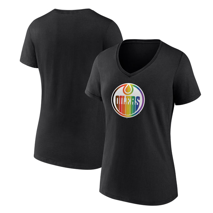 Edmonton Oilers Women's Fanatics Pride Black V-Neck T-Shirt