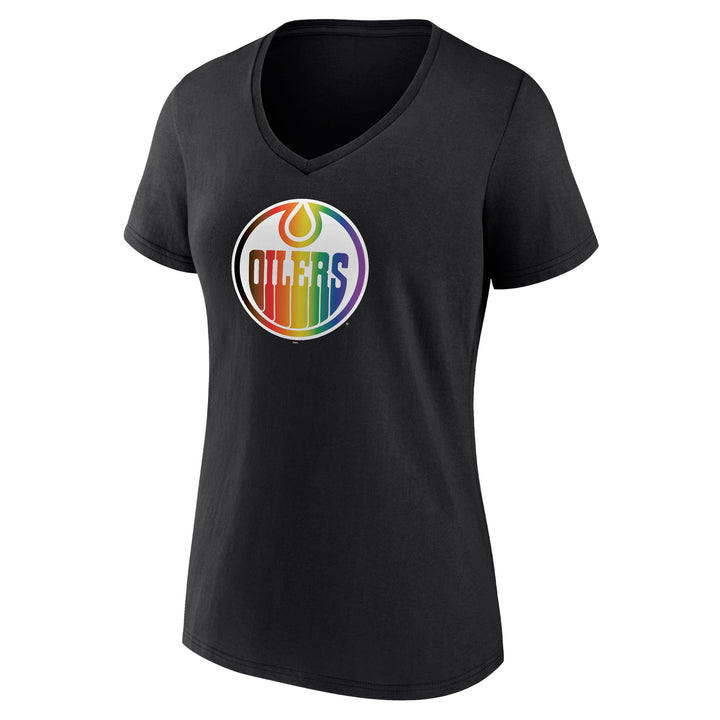 Edmonton Oilers Women's Fanatics Pride Black V-Neck T-Shirt
