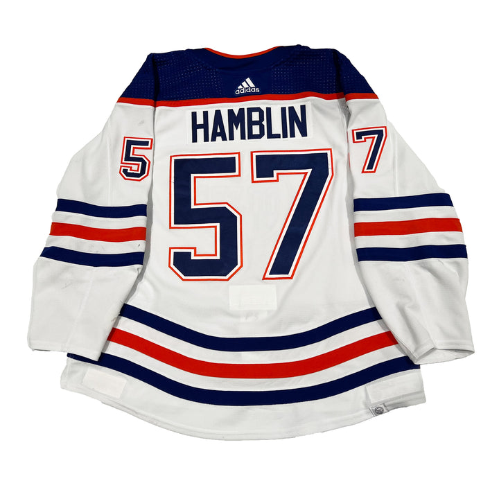 James Hamblin Edmonton Oilers Game Worn Jersey - 2022-23 White Set #1 - A00125