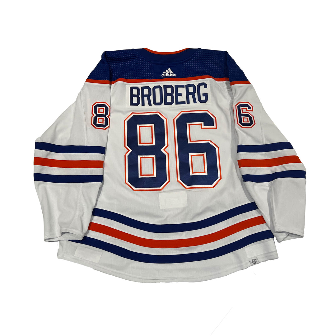 Philip Broberg Edmonton Oilers Game Worn Jersey - 2022-23 White Set #2 - A00390