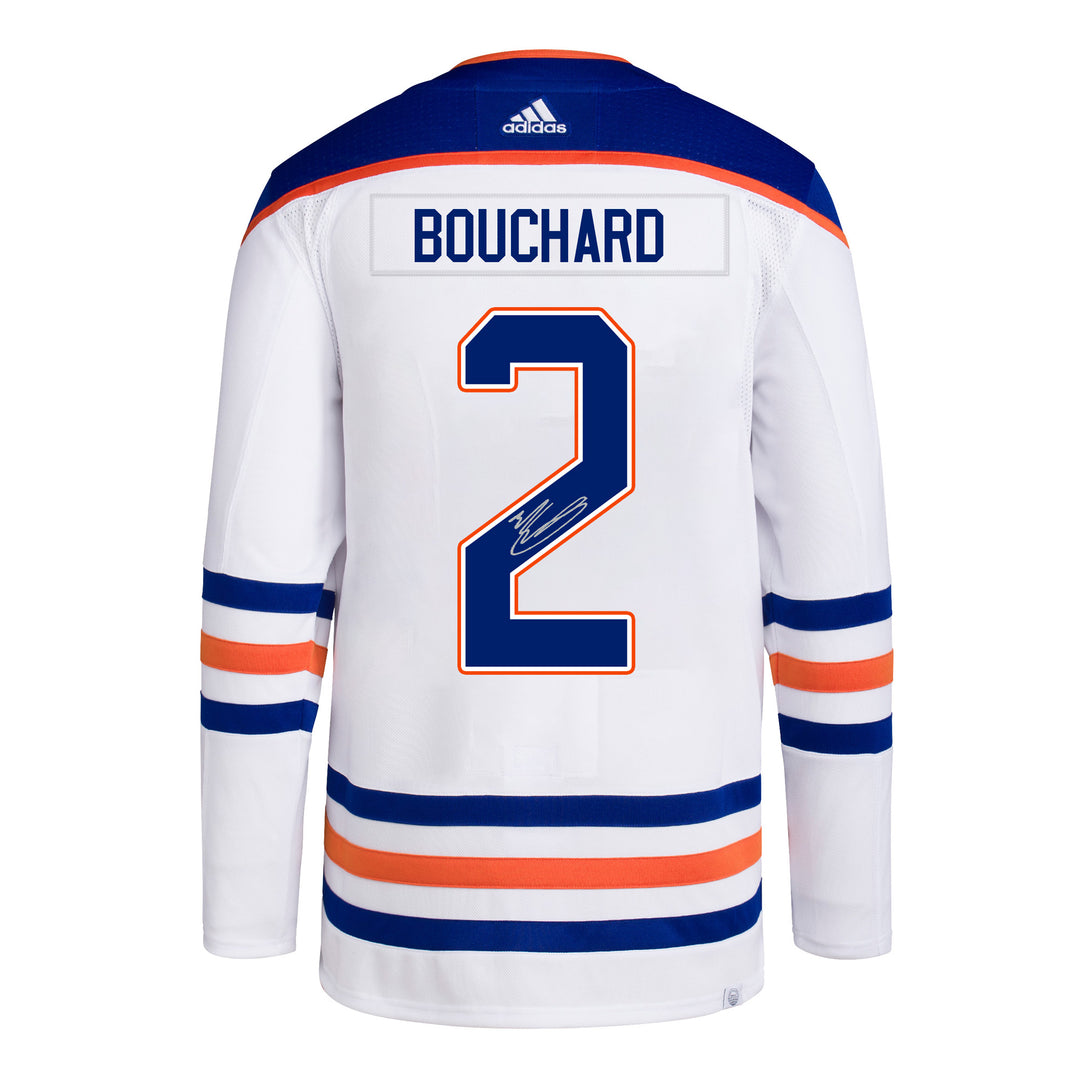 Evan Bouchard Edmonton Oilers Signed White/Away adidas Jersey