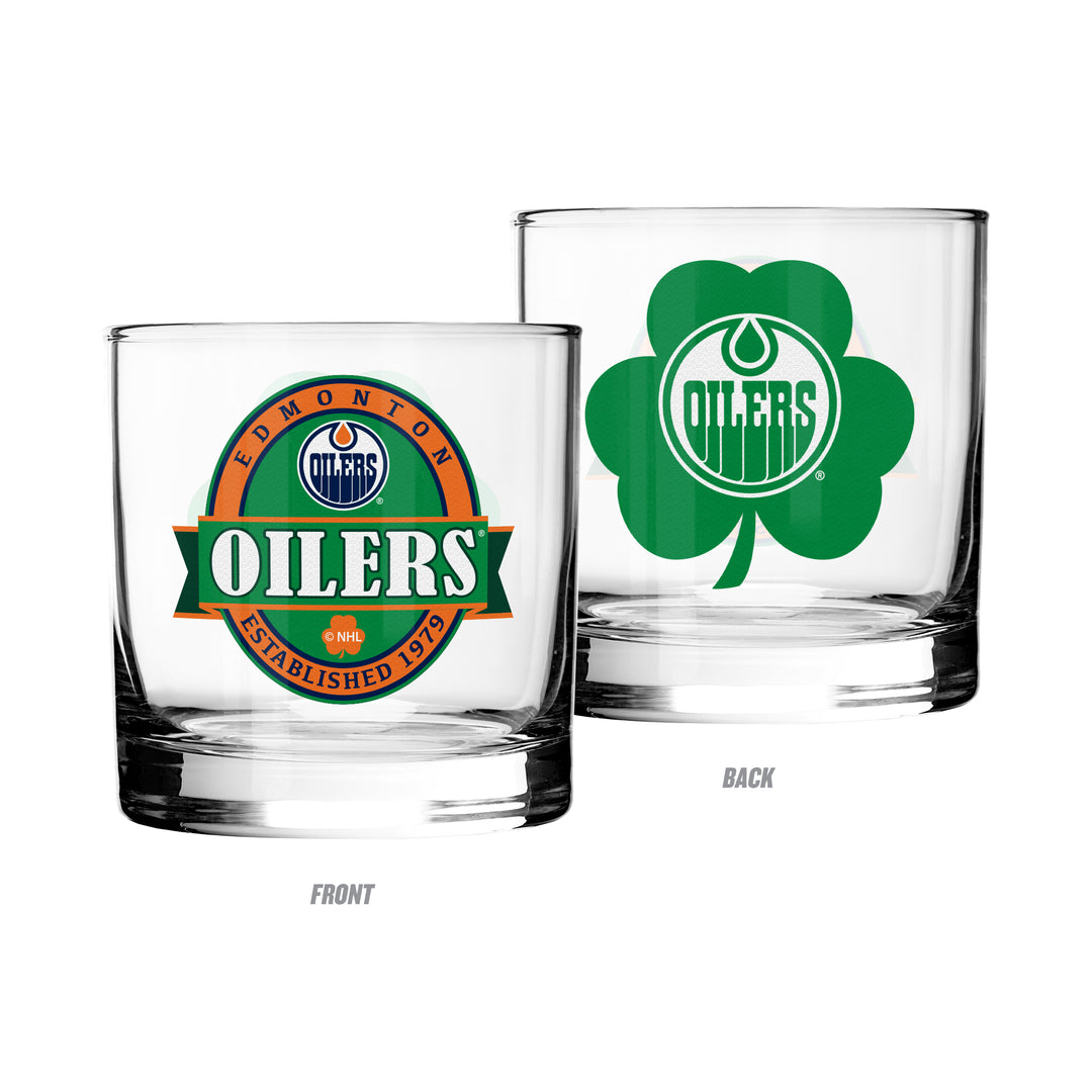 Edmonton Oilers St. Patrick's Day 11 oz Rocks Drink Glass