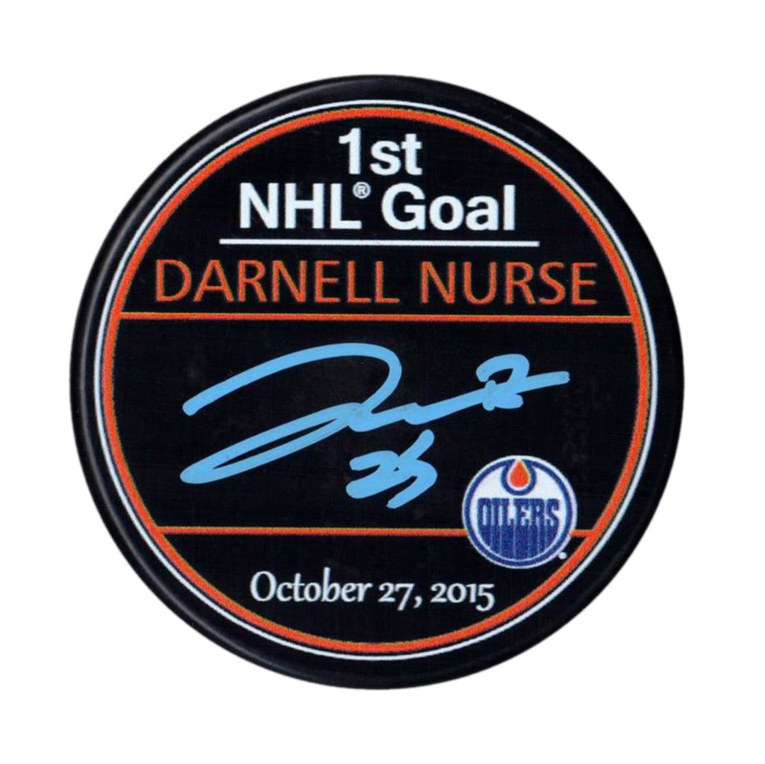 Darnell Nurse Edmonton Oilers Signed 1st Goal Puck