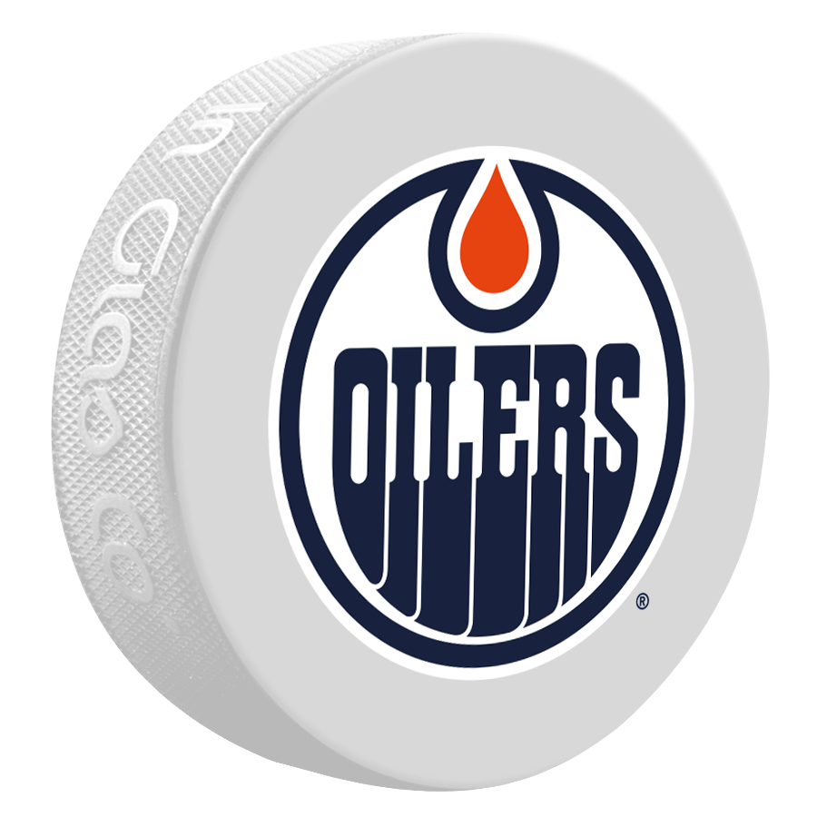 Edmonton Oilers White Basic Puck