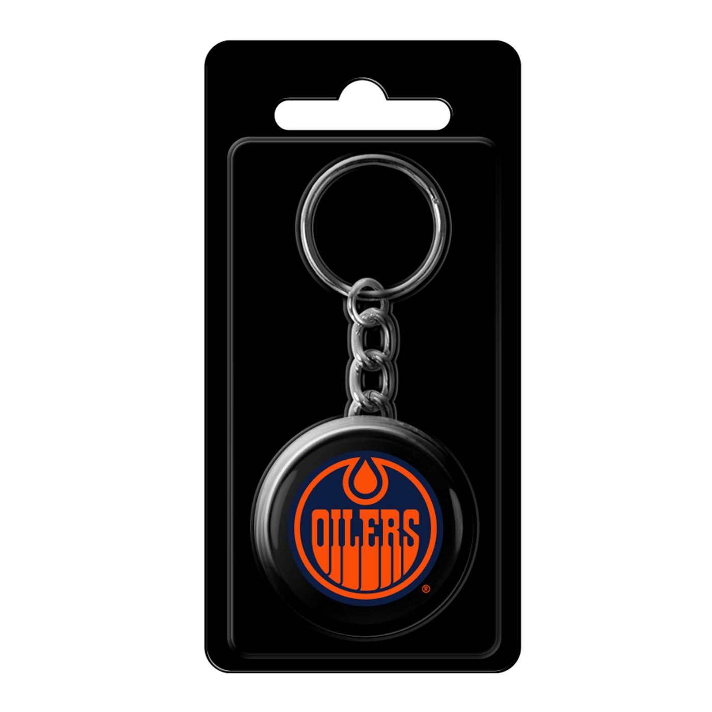 Edmonton Oilers Black Alternate Logo Puck Keychain