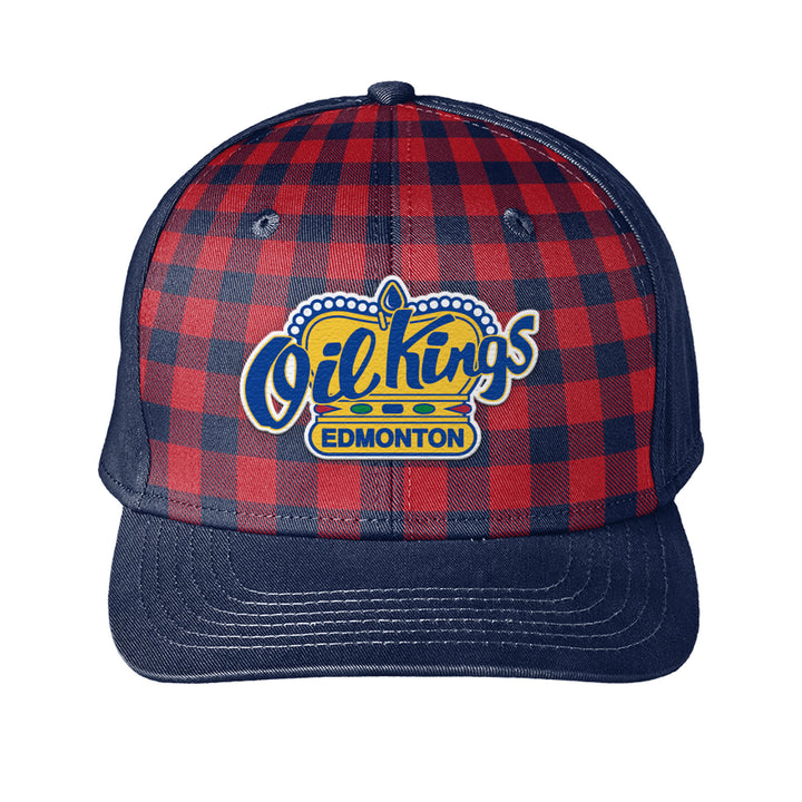 Edmonton Oil Kings Bardown Sports Red & Navy Plaid Is Rad Adjustable Hat