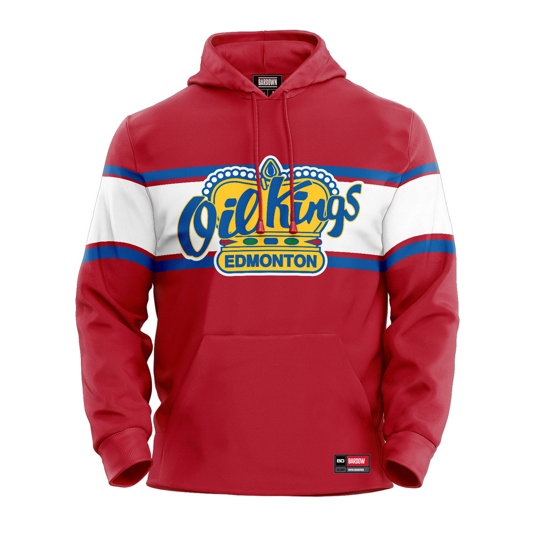 Edmonton Oil Kings Bardown Sports Stripe Show Red & White Hoodie