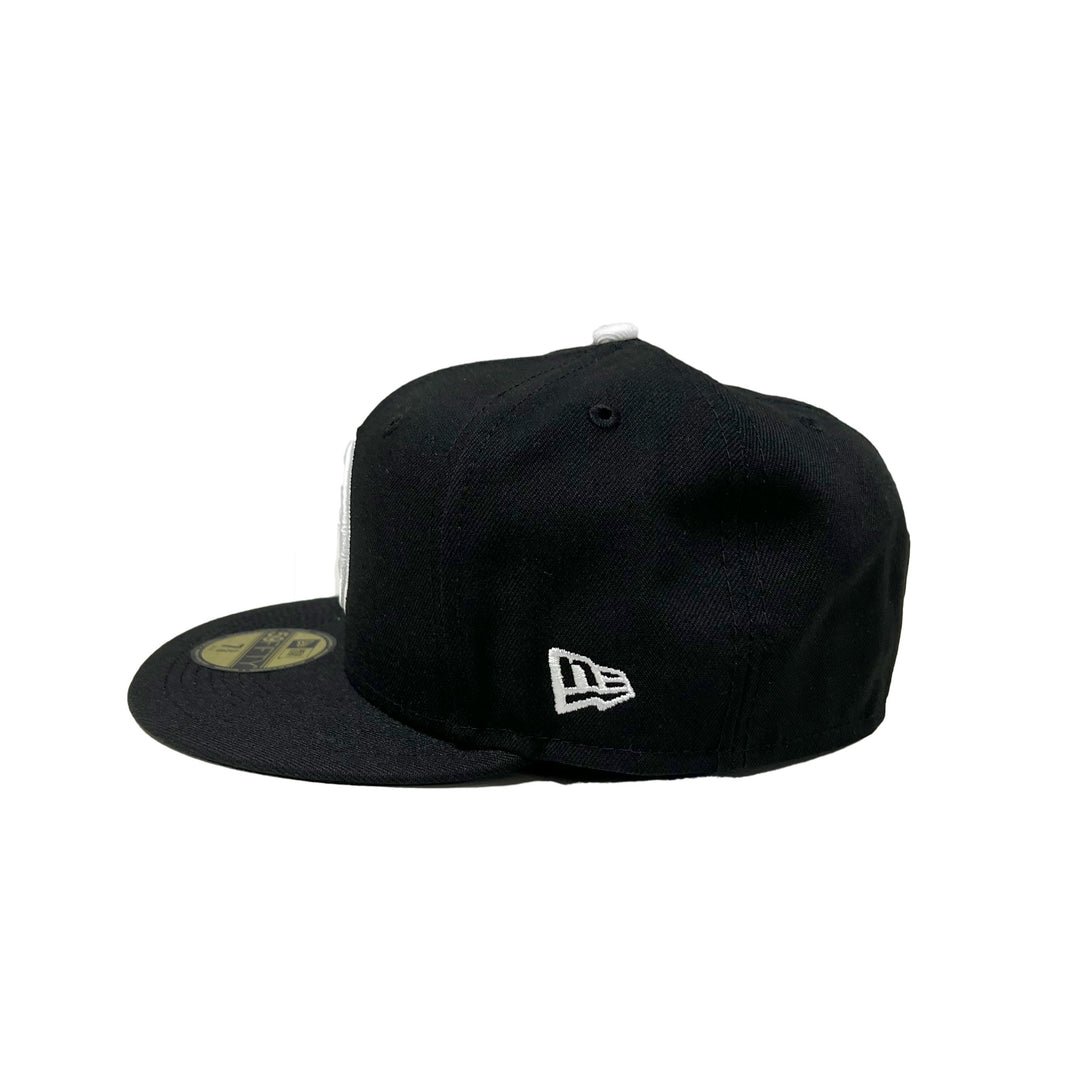 Edmonton Oilers New Era Black & White Tonal 59FIFTY Fitted Logo Hat