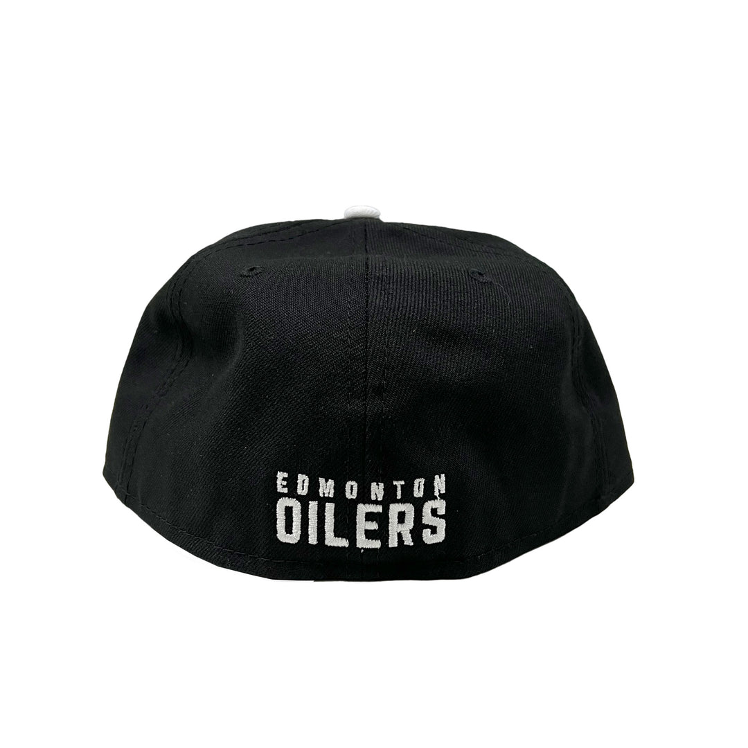 Edmonton Oilers New Era Black & White Tonal 59FIFTY Fitted Logo Hat